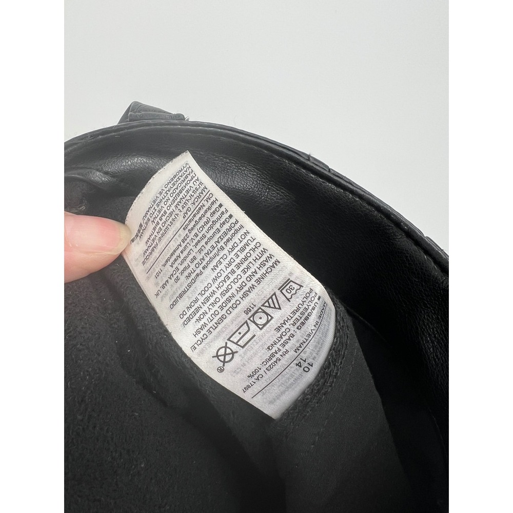 Gap Women Black Faux Leather Straight Leg Pants Size 10 Vegan Leather Trousers - Picture 9 of 11